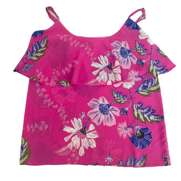 Rachel Roy Pink Floral Ruffled Tank Top - Picture 4 of 6